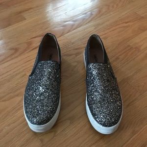 Silver glitter platform shoes